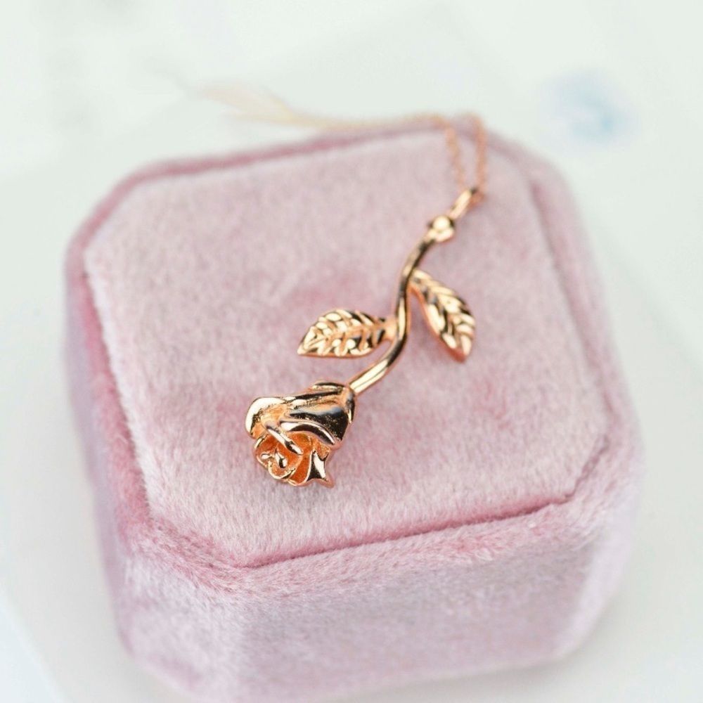NEW! Dainty “Rose” 18K Rose Gold Pendant Necklace - Picture 5 of 7